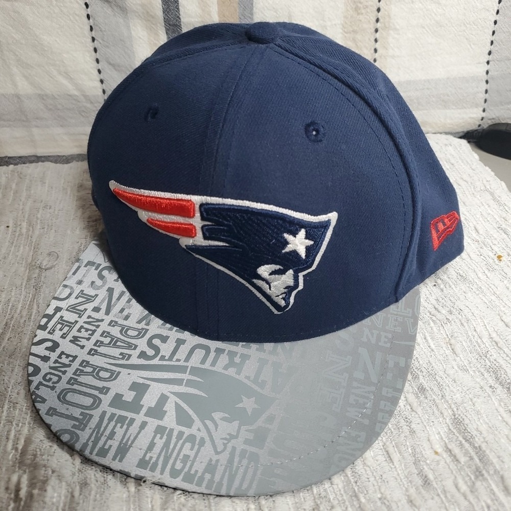 New Era 7 3/8 New England Patriots Hat Mens Navy Grey Fitted 59FIFTY NFL‎ Cap